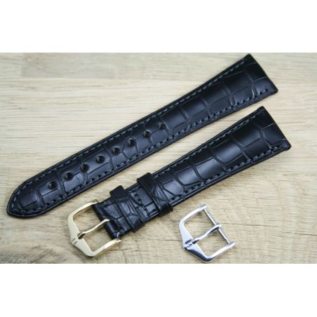 Bracelet Montre Cuir Alligator Hirsch Noir Croco Mod Le Rolex