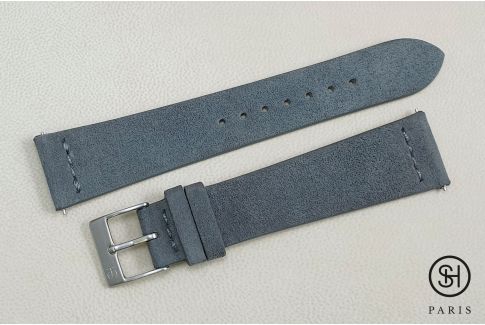 Grey Suede SELECT-HEURE leather watch strap with quick release spring bars (interchangeable)