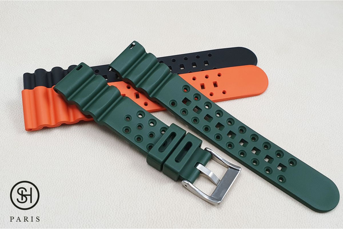 Orange Diver SELECT-HEURE FKM rubber watch strap, quick release spring bars (interchangeable)