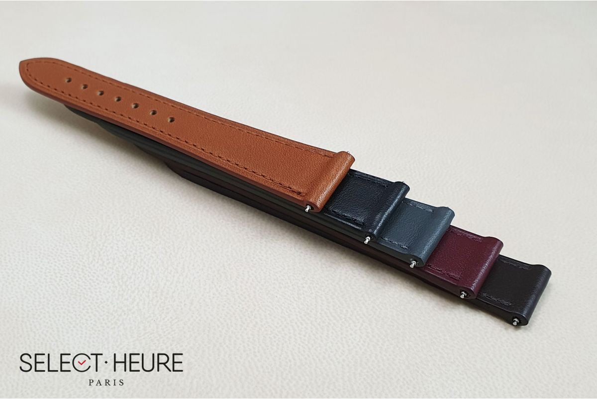 Black Pure SELECT-HEURE women leather watch strap, quick release spring bars