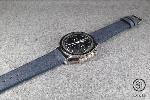 Bracelet montre cuir SELECT-HEURE Denim Gris Bleu, fait main en Italie