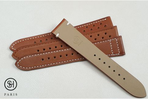 Gold Calfskin SELECT-HEURE watch strap, chic vintage model, French baranil leather