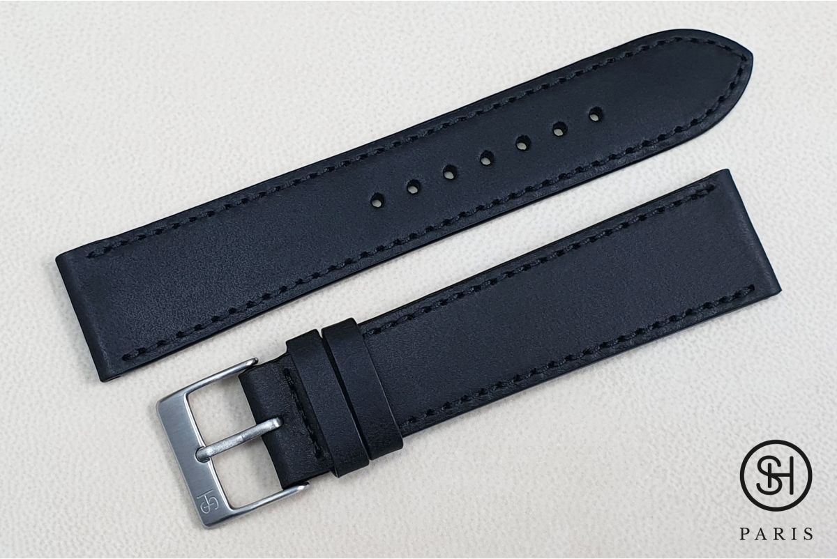 Mat Black Italian leather SELECT-HEURE Essential watch strap