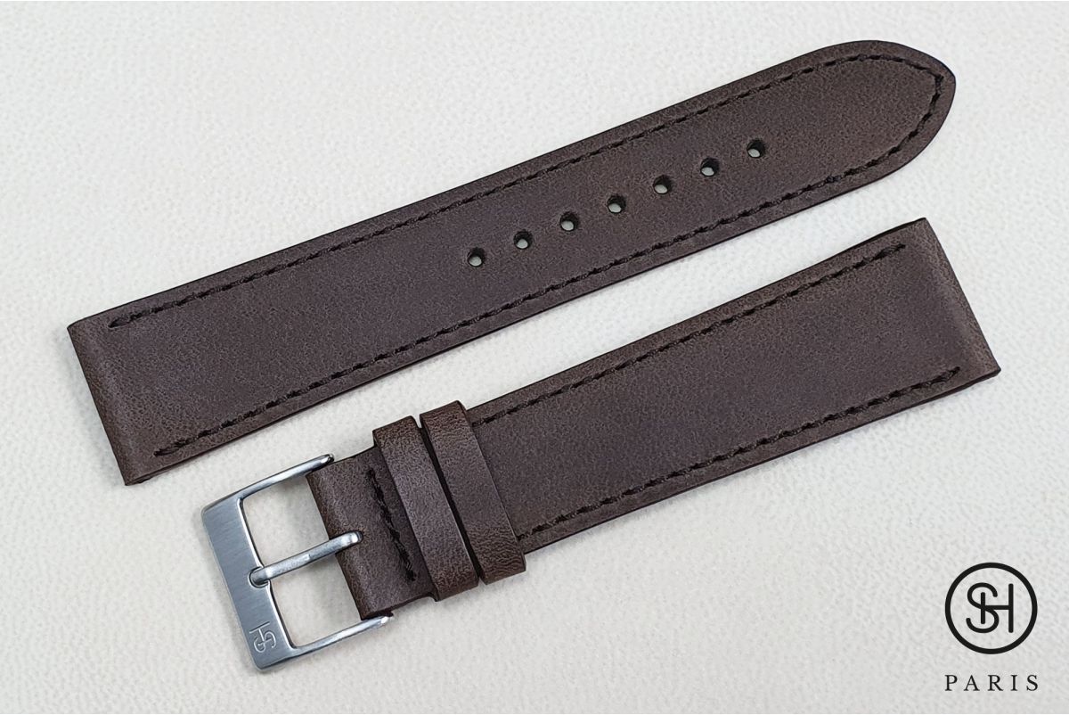 Dark Brown Italian leather SELECT-HEURE Essential watch strap