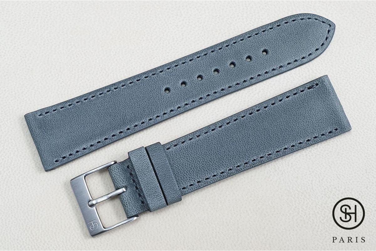 Pearl Grey Italian leather SELECT-HEURE Essential watch strap