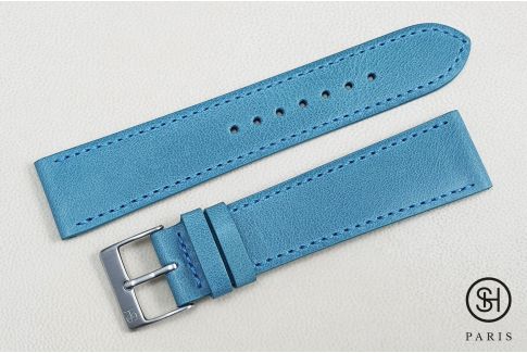 Bracelet montre Essentiel SELECT-HEURE en cuir italien Bleu Pastel