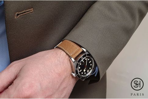 Bronze Suede SELECT-HEURE leather watch strap with quick release spring bars (interchangeable)