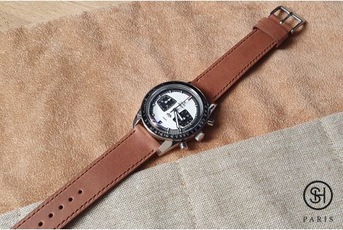 Gold Brown Italian leather SELECT-HEURE Essential watch strap