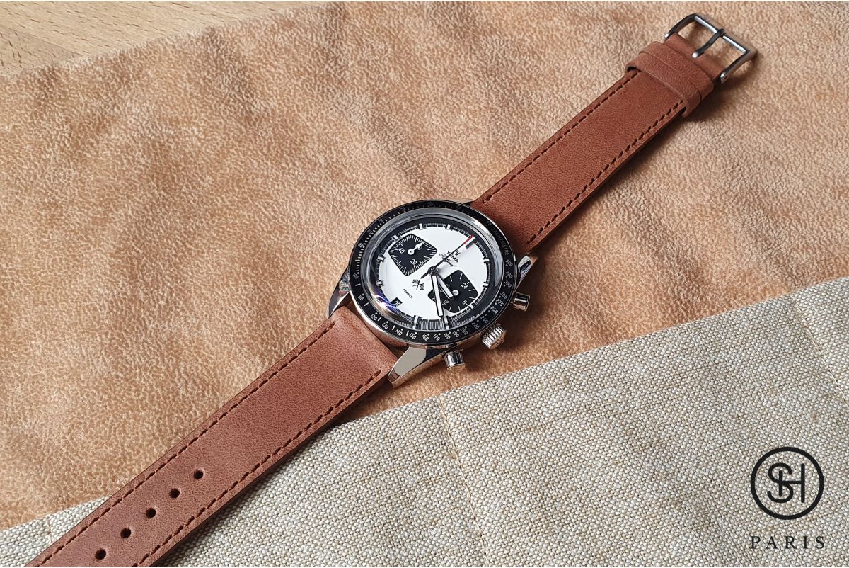 Bracelet montre Essentiel SELECT-HEURE en cuir italien Marron Or