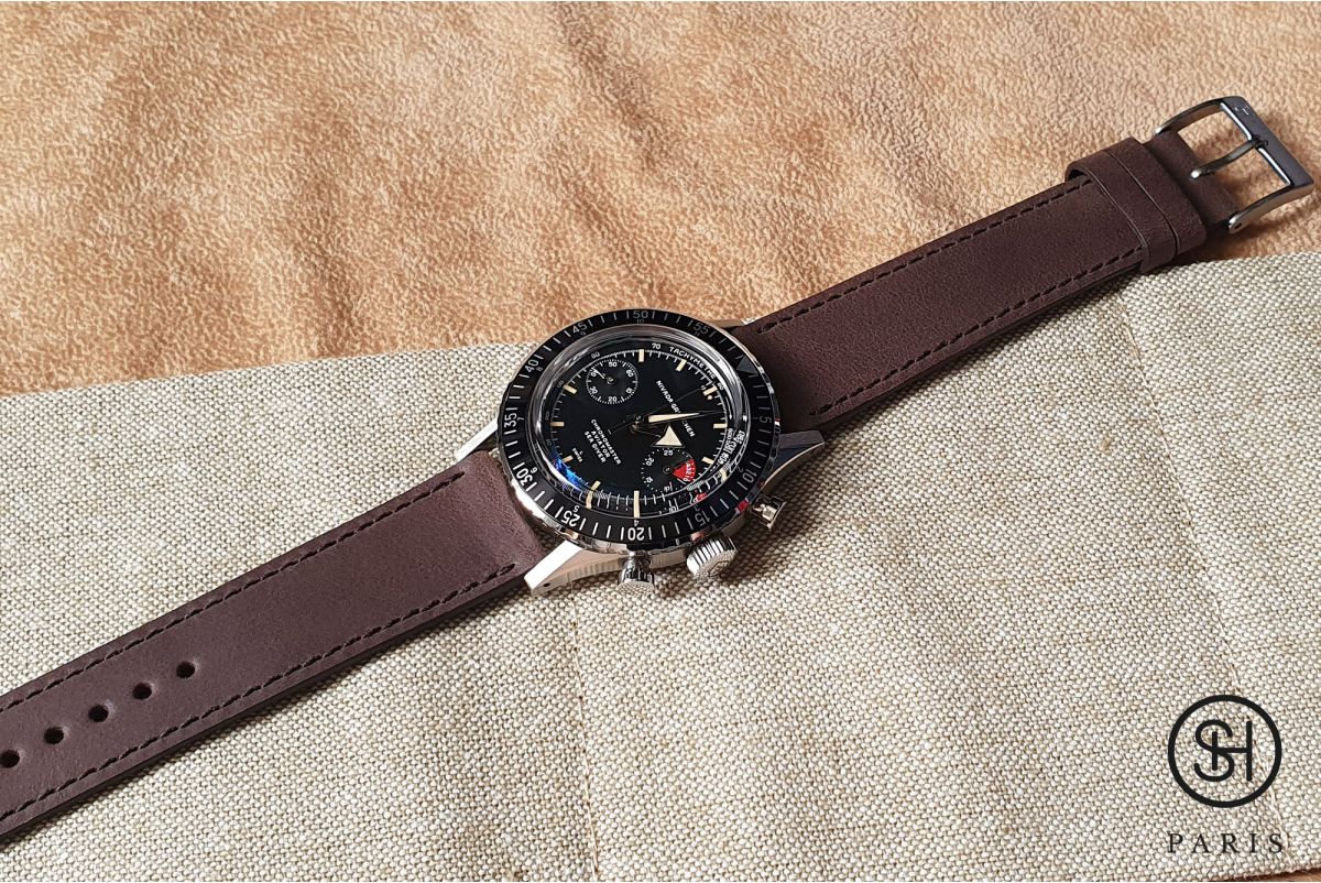 Dark Brown Italian leather SELECT-HEURE Essential watch strap