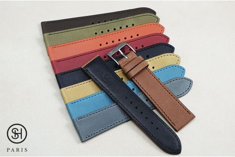 Mat Black Italian leather SELECT-HEURE Essential watch strap