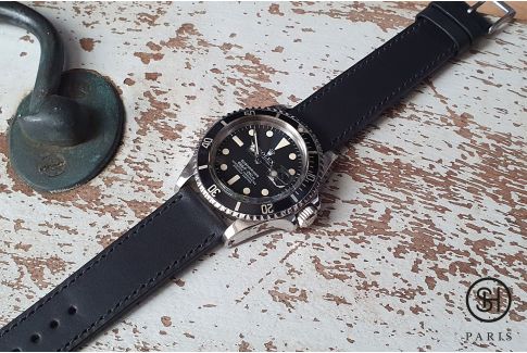 Mat Black Italian leather SELECT-HEURE Essential watch strap