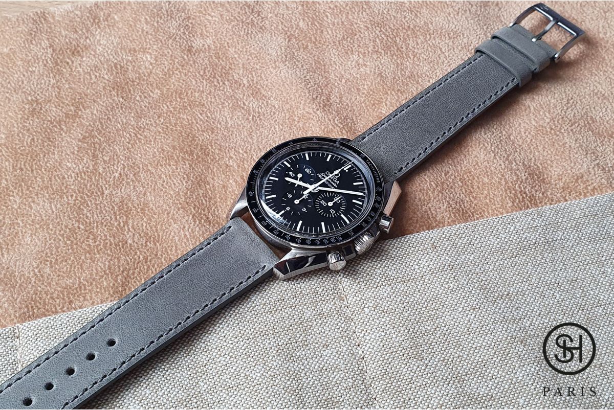 Pearl Grey Italian leather SELECT-HEURE Essential watch strap