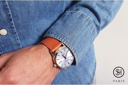 Bracelet montre Essentiel SELECT-HEURE en cuir italien Orange Tangerine