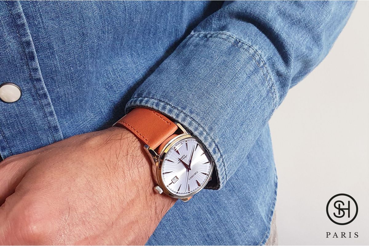 Tangerine Orange Italian leather SELECT-HEURE Essential watch strap