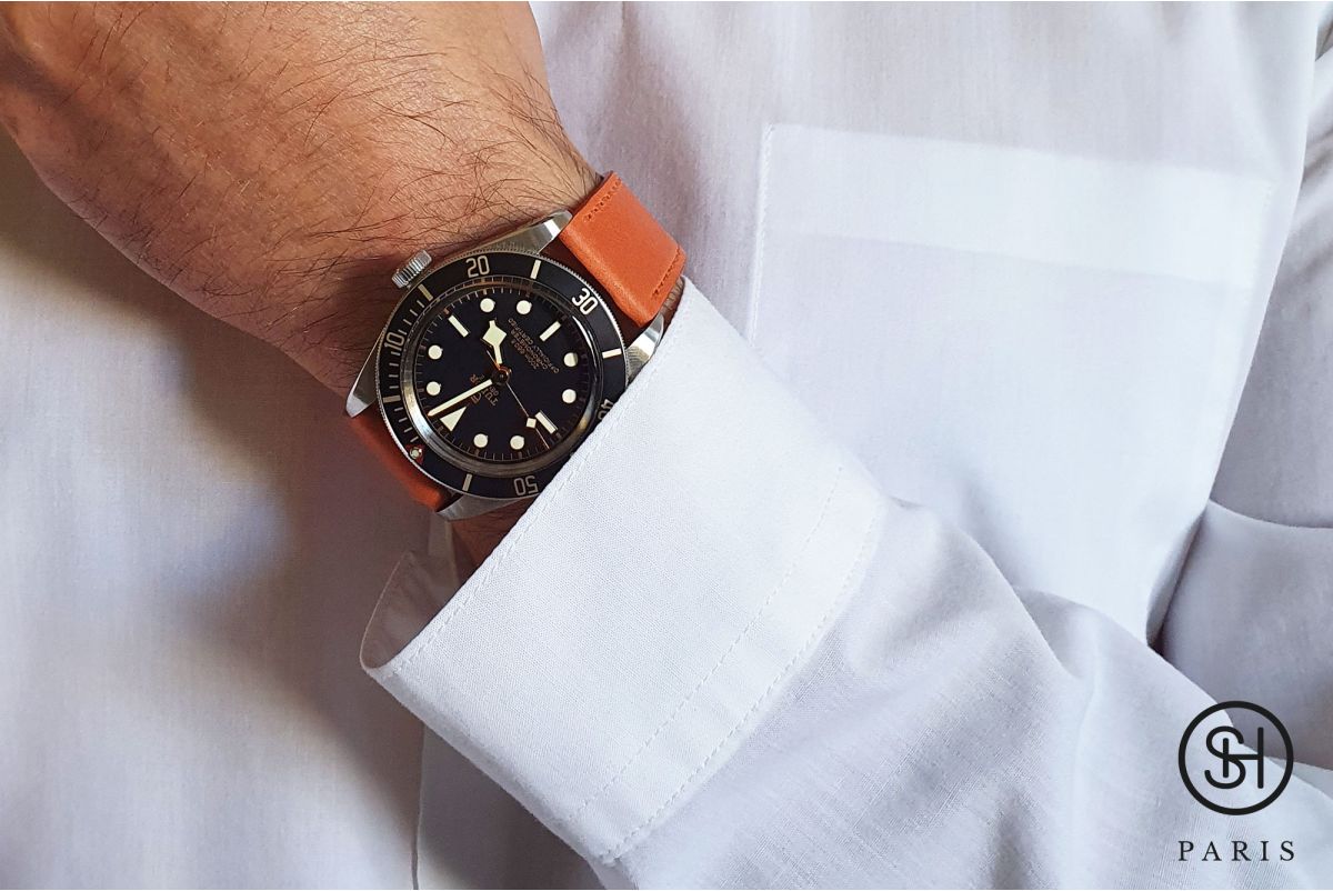 Tangerine Orange Italian leather SELECT-HEURE Essential watch strap