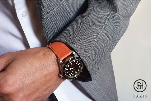 Tangerine Orange Italian leather SELECT-HEURE Essential watch strap