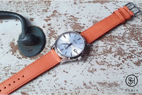 Bracelet montre Essentiel SELECT-HEURE en cuir italien Orange Tangerine