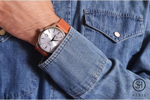 Tangerine Orange Italian leather SELECT-HEURE Essential watch strap