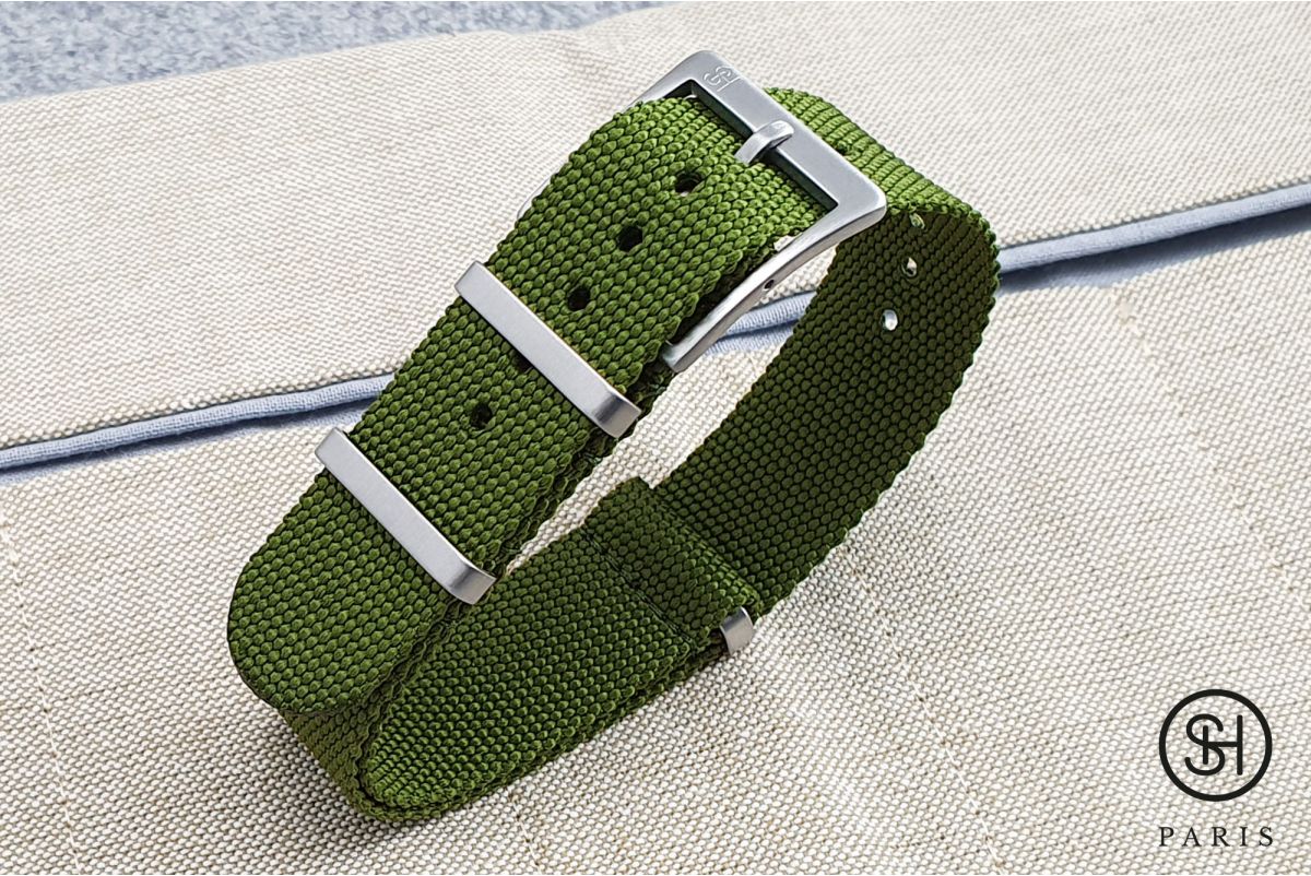 Bracelet montre NATO SELECT-HEURE nylon Canvas Vert Militaire