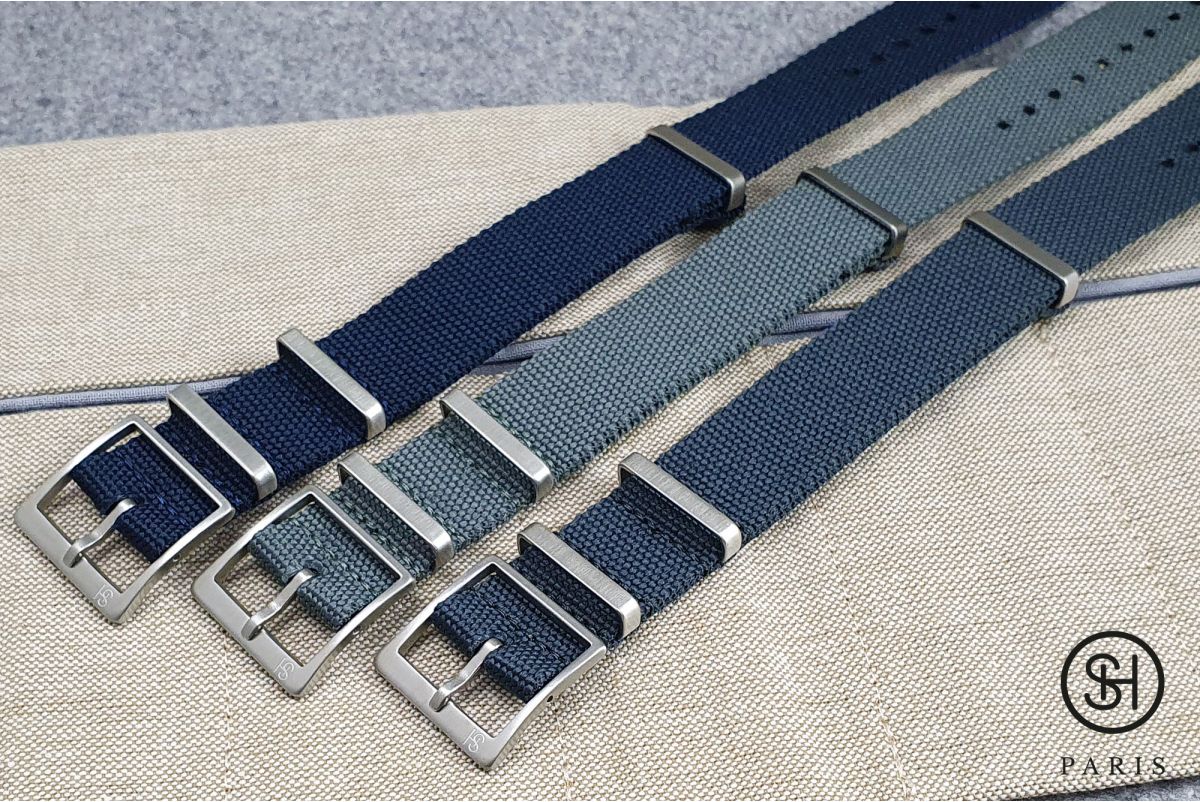 Blue Grey Canvas nylon SELECT-HEURE NATO watch strap