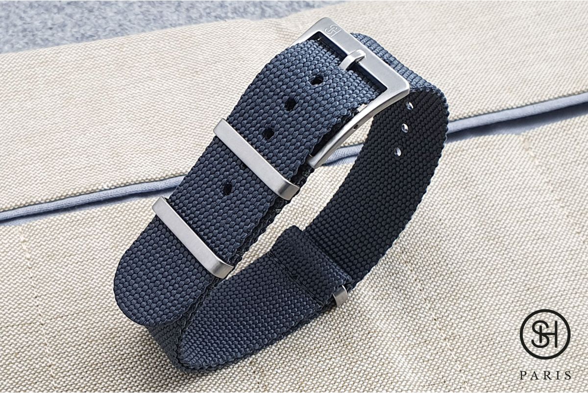 Blue Grey Canvas nylon SELECT-HEURE NATO watch strap