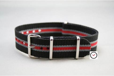 Black Grey Red Heritage G10 NATO strap (nylon)