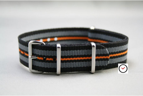 Black Grey Orange G10 NATO strap (nylon)