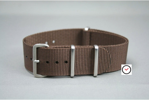 Brown G10 NATO strap, brushed buckle and loops