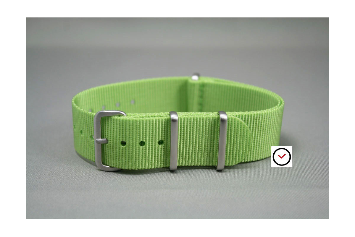 Lime-Green G10 NATO strap, brushed buckle and loops