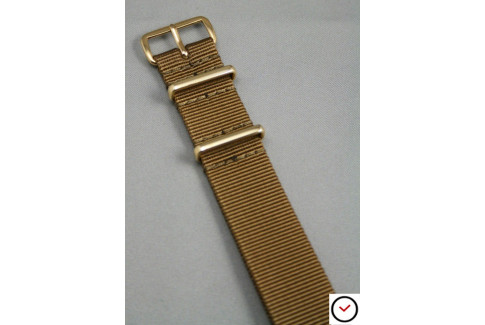 Gold Brown G10 NATO strap, gold buckle and loops