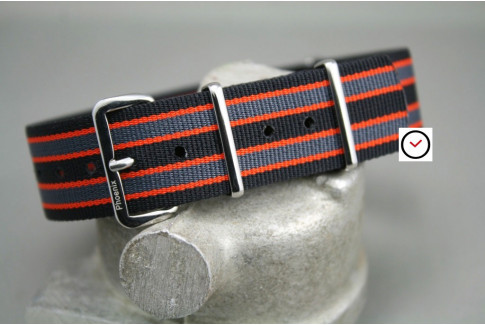 Bracelet montre NATO Phoenix Noir Gris Orange
