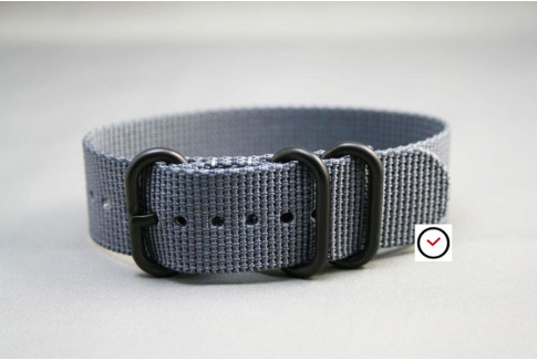 Grey ZULU nylon strap, PVD buckle and loops (black)