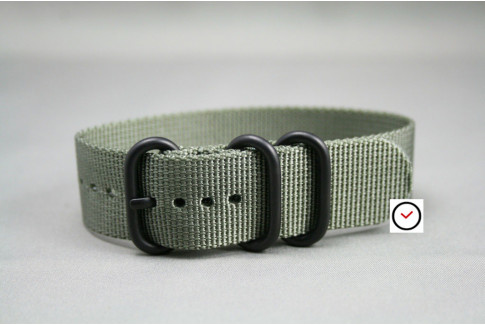 Bracelet nylon ZULU Gris Vert, boucle PVD (noire)