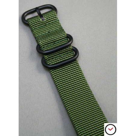 Military Green NATO ZULU nylon strap, PVD buckle and loops (black)