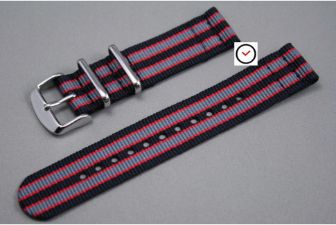 Black Grey Red James Bond 2 pieces NATO strap (nylon)
