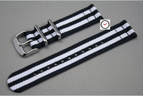 Bracelet montre NATO 2 pièces Bond Noir Blanc
