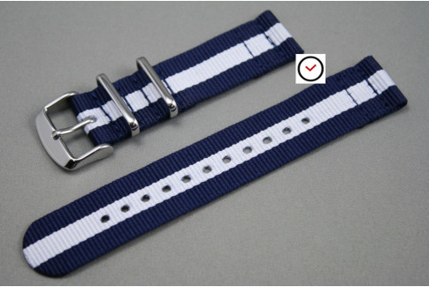 Navy Blue White 2 pieces NATO strap (nylon)