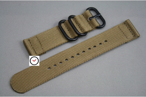 Bronze Brown 2 pieces ZULU strap, PVD buckle and loops (black)