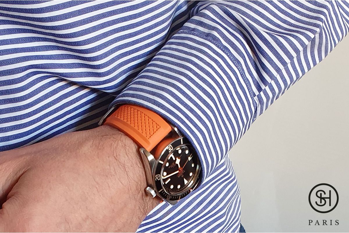 Bracelet montre caoutchouc FKM SELECT-HEURE Daytona Orange, montage pompes rapides (interchangeable)