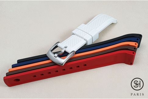 White Daytona SELECT-HEURE FKM rubber watch strap, quick release spring bars (interchangeable)