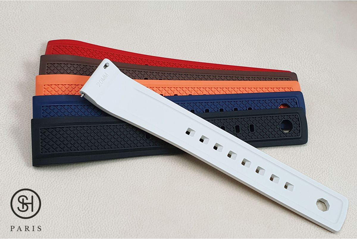 Chocolate Brown Daytona SELECT-HEURE FKM rubber watch strap, quick release spring bars (interchangeable)