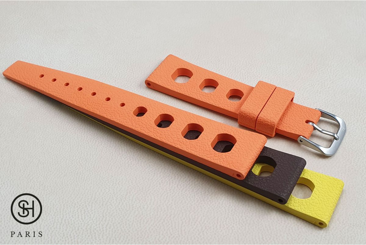 Bracelet montre caoutchouc FKM SELECT-HEURE Racing Orange (dit aussi "Tropic"), montage pompes rapides (interchangeable)