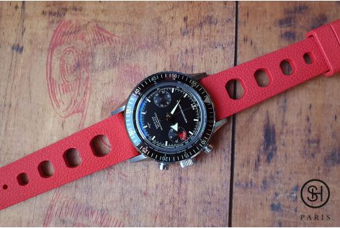 Bracelet montre caoutchouc FKM SELECT-HEURE Racing Rouge (dit aussi "Tropic"), montage pompes rapides (interchangeable)