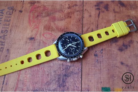 Bracelet montre caoutchouc FKM SELECT-HEURE Racing Jaune (dit aussi "Tropic"), montage pompes rapides (interchangeable)