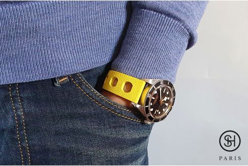 Bracelet montre caoutchouc FKM SELECT-HEURE Racing Jaune (dit aussi "Tropic"), montage pompes rapides (interchangeable)