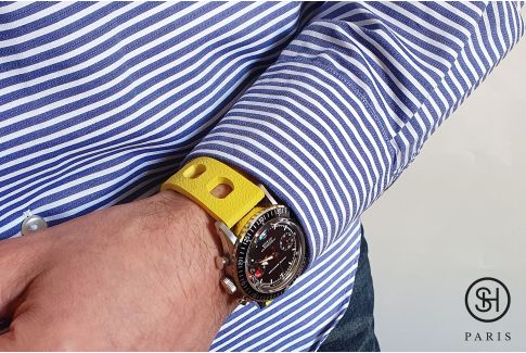 Yellow Racing SELECT-HEURE FKM rubber watch strap (a.k.a. "Tropic"), quick release spring bars (interchangeable)