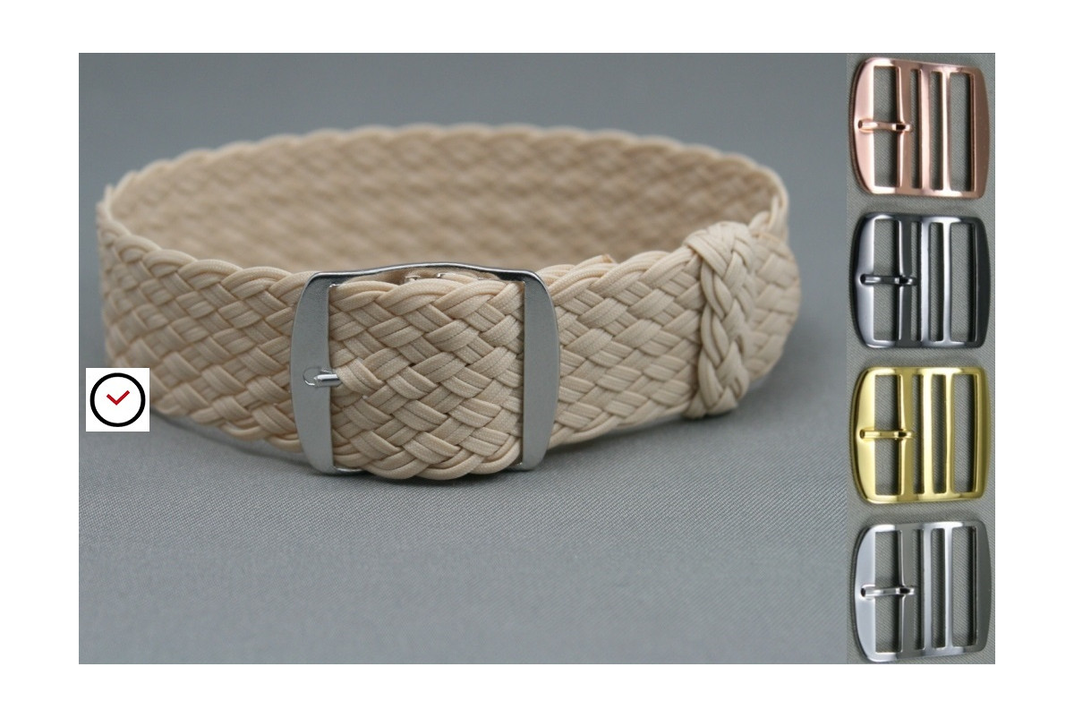 Bracelet de montre homme tissu nylon beige - 20mm