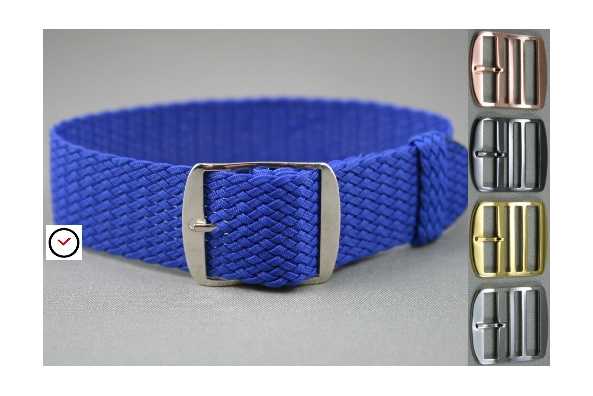 Bracelet montre cuir de veau structuré bleu 22mm