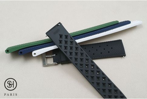 Aqua Blue Tropic SELECT-HEURE FKM rubber watch strap, quick release spring bars (interchangeable)